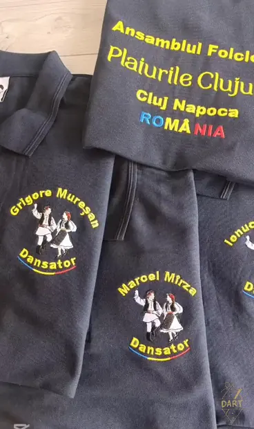 Tricouri brodate Plaiurile Clujului cu nume de dansatori